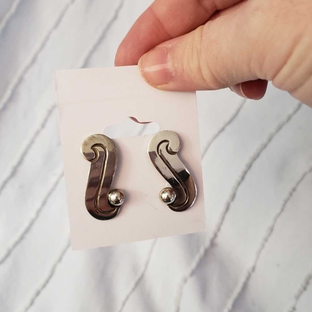 Silver and Gold Swirl Earrings
